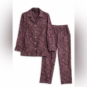 Chaps Paisley Pajama Set Women’s Large | 100% Cotton Button-Up Sleepwear